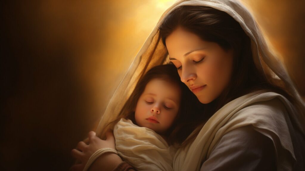 Mary and baby Jesus painting