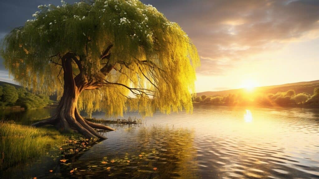 Willow tree in a peaceful natural setting