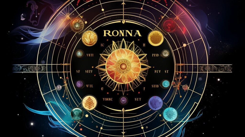 Astrology chart with the name Rhonda highlighted
