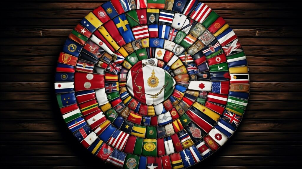 Different flags representing different languages and cultures